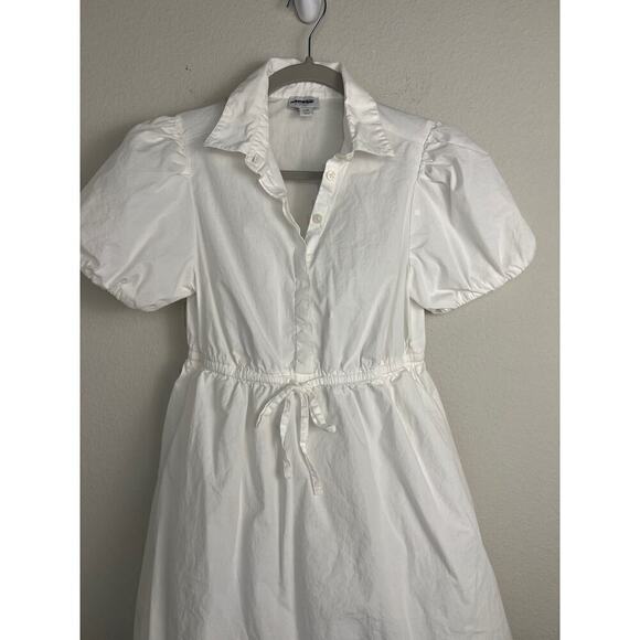 J.Crew Factory Petite collared short-sleeve tie-waist mini dress White 0P - Picture 6 of 15